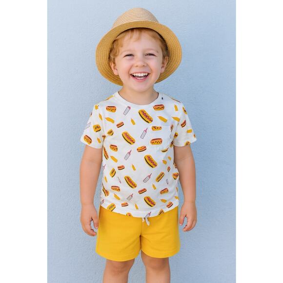 Toddler Boys 2 Piece Tommy Bahama Tee Shirt Short Set Hot Dogs Size 4T - Picture 1 of 11